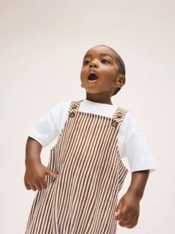 Rayure marron et Off White - Ensemble salopette et t-shirt (3 mois-7 ans)