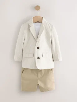 Rayures neutres - Ensemble blazer, t-shirt et short (3mois9ans)