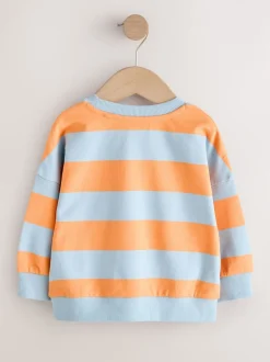 Rayures orange et bleue - Sweat imprimé All-over Col rond (3mois -7ans)