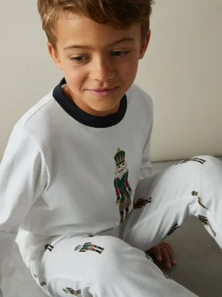 Reiss Hornton Set Pyjama Casse-Noisette-Imprimé en coton brossé