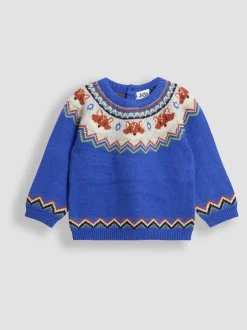 Renard bleu cobalt - Pull JoJo Maman Bébé Personnage Fair Isle