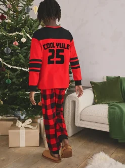 Renne à carreaux rouge - Pyjama de Noël simple (5-16ans)