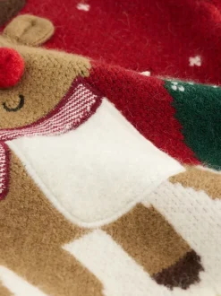 Renne Rouge lumineux - Pull de Noël en maille (3 mois-7 ans)