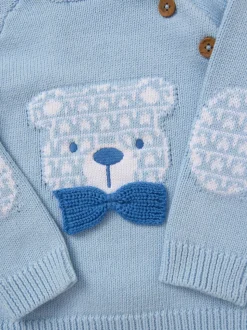 Rock a bye baby boutique Cardigan bleu en maille, Pantalons Ensemble