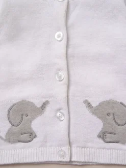 Rock-A-Bye Baby Boutique Ensemble de Cardigans et Pantalons éléphant en maille Blanc