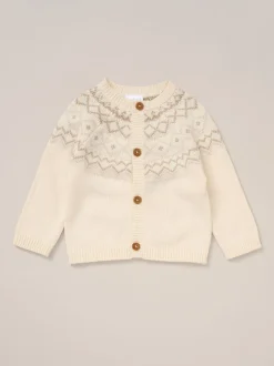 Rock-A-Bye Baby Boutique Ensemble Cardigans blanc et Pantalons à pieds en maille à Motif Fair Isle