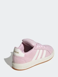 Rose - Baskets adidas Grand Court 00s en daim et dentelle pour enfant