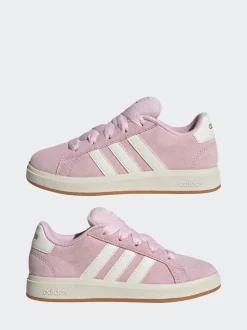 Rose - Baskets adidas Grand Court 00s en daim et dentelle pour enfant