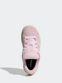 Rose - Baskets adidas Grand Court 00s en daim et dentelle pour enfant