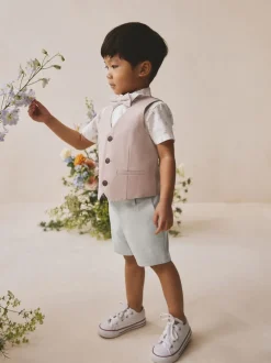 Rose - Ensemble gilet, chemise, short et cravate (3mois9ans)