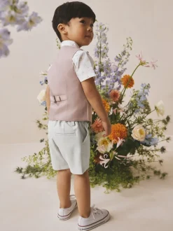 Rose - Ensemble gilet, chemise, short et cravate (3mois9ans)