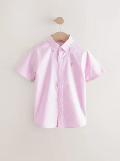 Rose - Manches courtes Coton riche Oxford Chemise (3-16ans)
