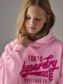 Rose - Superdry Logo Sweat-shirt à capuche