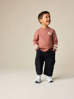 Rose blush NYC - Pull col rond en maille (3mois-7ans)