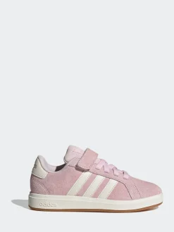 Rose clair - Baskets adidas Grand Court 00s en daim à lacets élastiques pour enfant