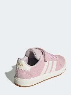 Rose clair - Baskets adidas Grand Court 00s en daim à lacets élastiques pour enfant