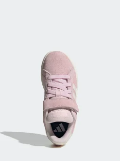 Rose clair - Baskets adidas Grand Court 00s en daim à lacets élastiques pour enfant