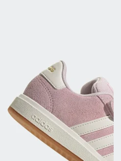 Rose clair - Baskets adidas Grand Court 00s en daim à lacets élastiques pour enfant