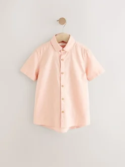 Rose pêche - Blend Chemises Manchester court en lin ({t}3mois-16ans)