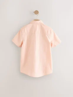 Rose pêche - Blend Chemises Manchester court en lin ({t}3mois-16ans)