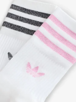 Rose/Blanc - adidas originals Chaussettes mi-hautes à paillettes 2 Pack