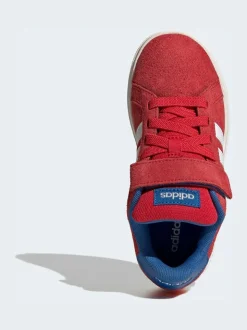 Rouge - Baskets adidas Grand Court 00s en daim à lacets élastiques pour enfant