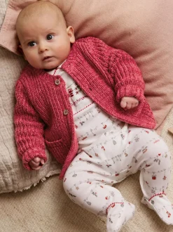 Rouge - Cardigan bébé en maille Mon premier Noël