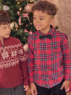 Rouge - Chemise Angel & Rocket Camden brossée avec Nœud papillon