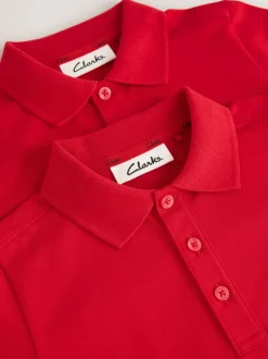 Rouge - Clarks Lot de 2 polos scolaires à manches courtes
