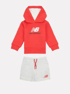Rouge - Ensemble New Balance sweat à capuche et short 100% coton enfant