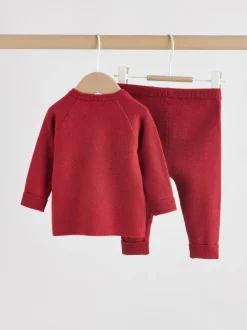 Rouge - Ensemble pull et legging en maille bébé (0 mois-2 ans)