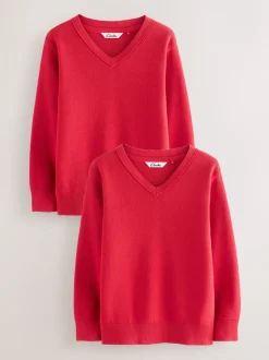 Rouge - Lot de 2 pulls Clarks unisexes en maille pour l’école