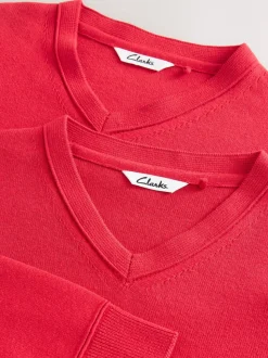 Rouge - Lot de 2 pulls Clarks unisexes en maille pour l’école