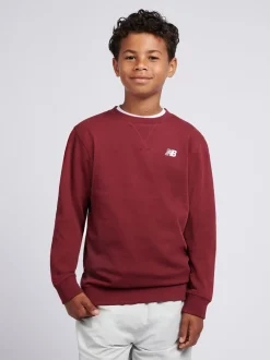 Rouge - New Balance Sweat-shirt col rond en French terry à petit logo