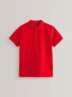 Rouge - Polos en coton à manches courtes pour l'école, lot de 2 (3-16ans)
