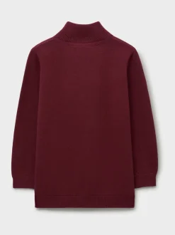 Rouge - Pull semi-zippé en coton classique Crew Clothing
