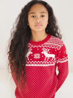 Rouge - Pull The Little Tailor motif jacquard renne de Noël enfant