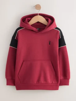 Rouge - Sweat à capuche color block (3-16 ans)