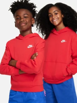 Rouge - Sweat à capuche Nike Club en polaire à enfiler