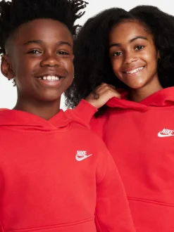 Rouge - Sweat à capuche Nike Club en polaire à enfiler