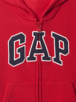 Rouge - Sweat à capuche zippé à logo Gap décontracté (6mois à5ans)