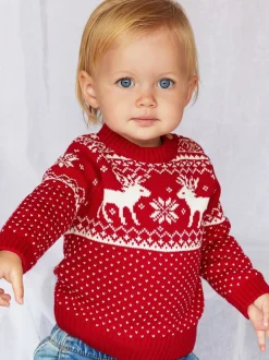 Rouge - The Little Tailor - Pull de Noël en forme de renne et de foire