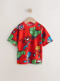 Rouge - T-shirt Marvel en coton à manches courtes (3mois-8ans)