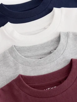 Rouge Berry/Gris/Blanc/Bleu - Lot de 4 T-shirts à manches longues et confortables (3-16ans)