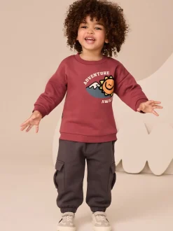 Rouge bordeaux - Ensemble Sweat-shirt et Survêtement utilitaire (3mois-7ans)