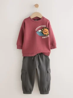 Rouge bordeaux - Ensemble Sweat-shirt et Survêtement utilitaire (3mois-7ans)