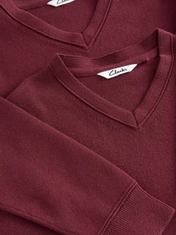 Rouge bordeaux - Lot de 2 pulls Clarks unisexes en maille pour l’école