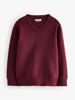 Rouge bordeaux - Pull Clarks unisexe en maille pour l’école