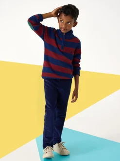 Rouge bordeaux - Pull JoJo Maman Bébé classique à demi-fermeture éclair rayé