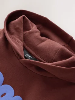 Rouge bordeaux - Sweat à capuche imprimé à manches longues (3mois-7ans)